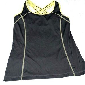 Tek Gear Womens Black & Yellow Athletic Tank Top XL Polyester Spandex Blend